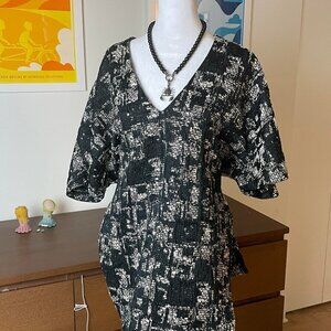 MARISSA WEBB Helen Half Sleeve Black And White Tweed Top